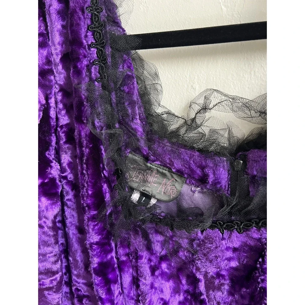 Jeannie Nitro Vintage Purple Velvet Gown Witchy Dress Size Large - Picture 4 of 10